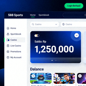 Tampilan dashboard M88 Sports setelah login berhasil menampilkan menu dan saldo