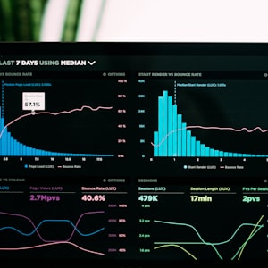 Ilustrasi analisis data statistik di layar komputer
