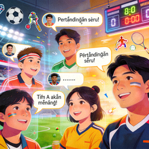 Komunitas online penggemar olahraga berdiskusi tentang pertandingan